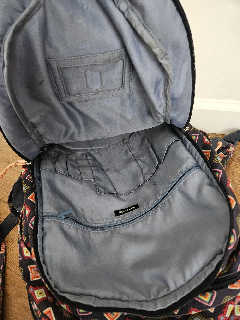 Vera Bradley Navy Backpack with Multicolor Diamond Print